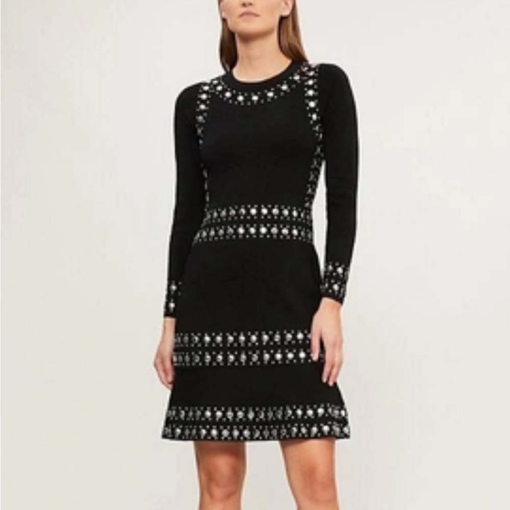 MICHAEL MICHAEL KORS
Studded Stretch-knit Mini Dress In Black/Gold